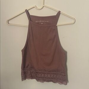 Aeropostale Mauve Lace Hem Crop Top